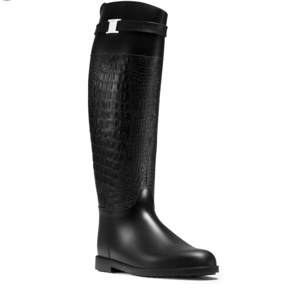 Michael Kors Miranda Croc Embossed Rubber Rain Boots